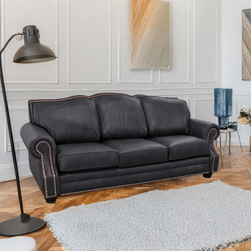 Winchester Genuine Leather Sofa With Nailhead Trim - Made in the U.S.A. - Coja