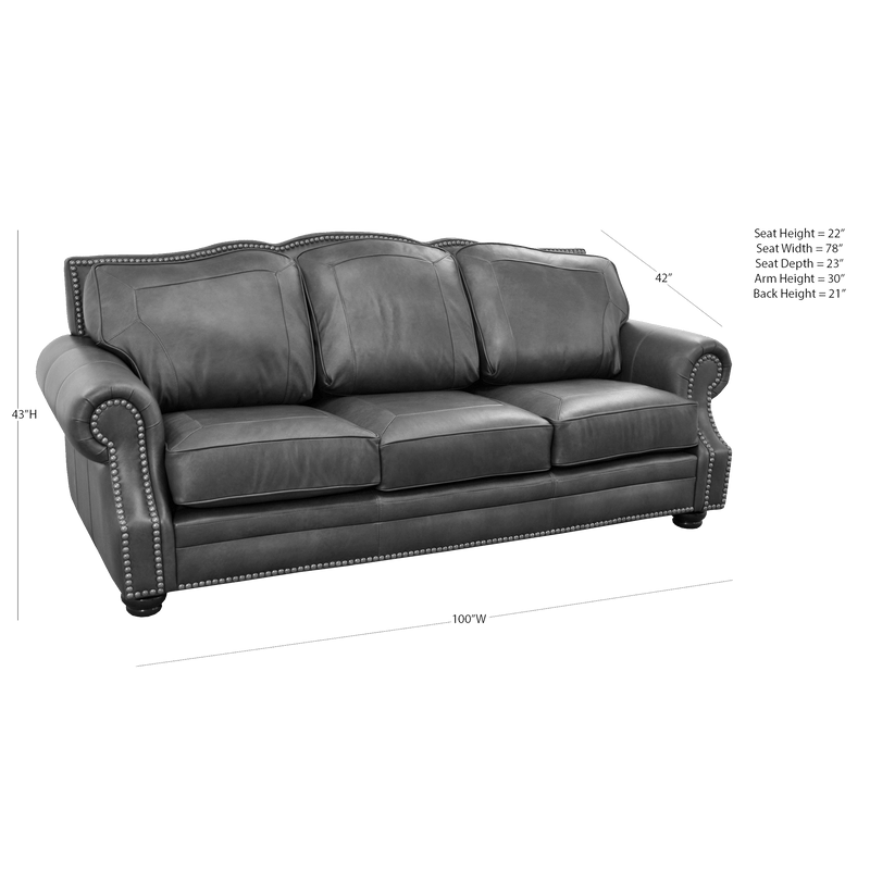 Winchester Genuine Leather Sofa With Nailhead Trim - Made in the U.S.A. - Coja