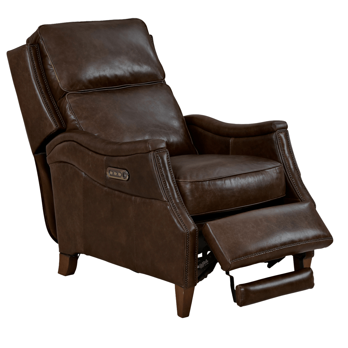 Wynston Power Recliner with Articulating Headrest/Lumbar Support, Leather, Brown - Coja