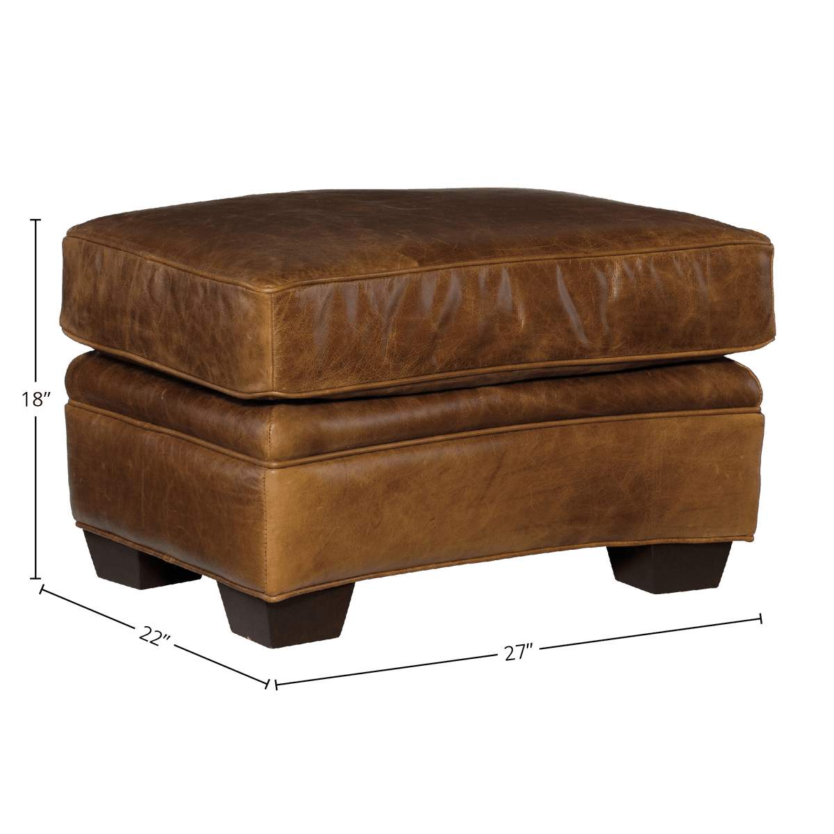 Yaron Leather Ottoman, Brown - Coja