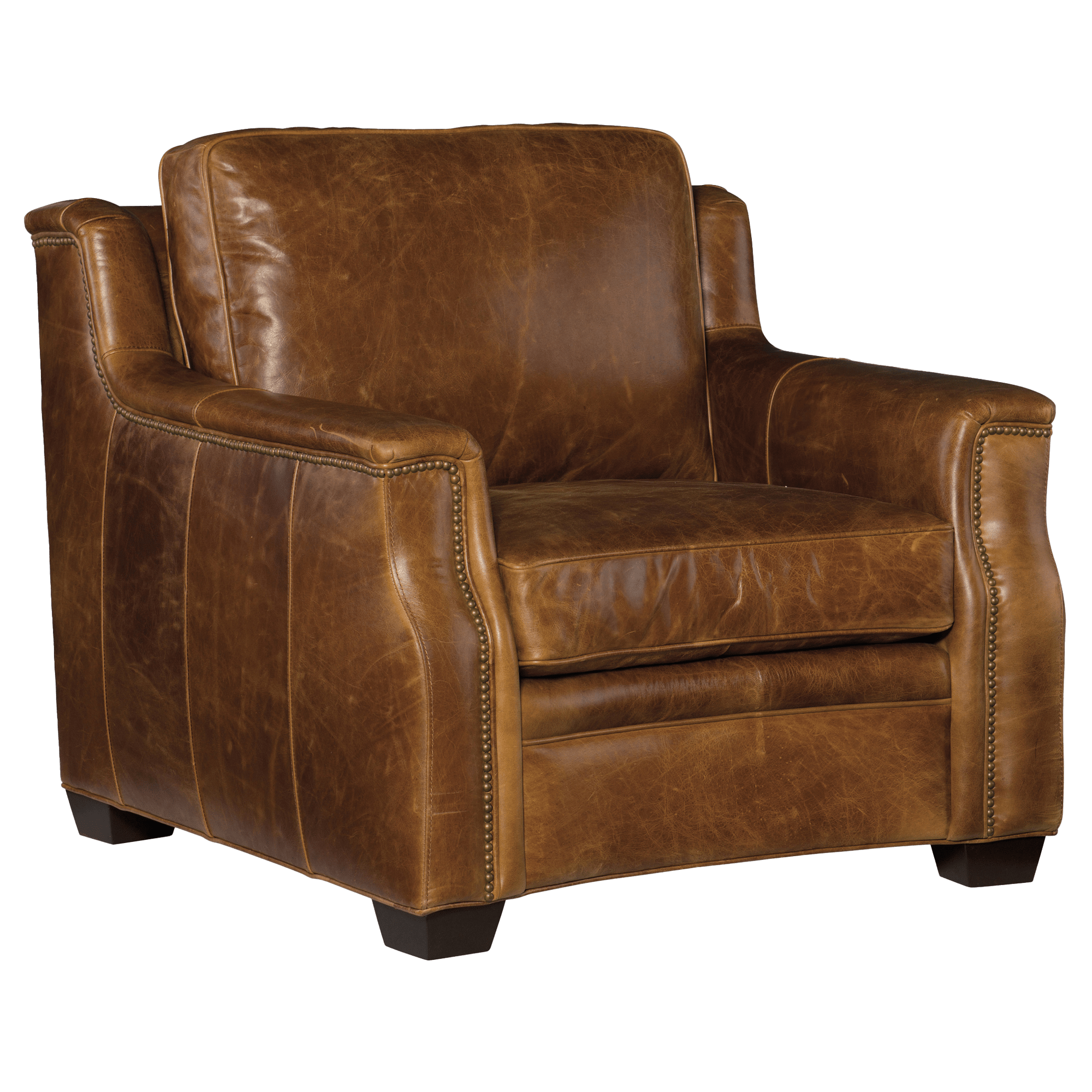 Yaron 39.5" Wide Side Chair, Leather, Brown