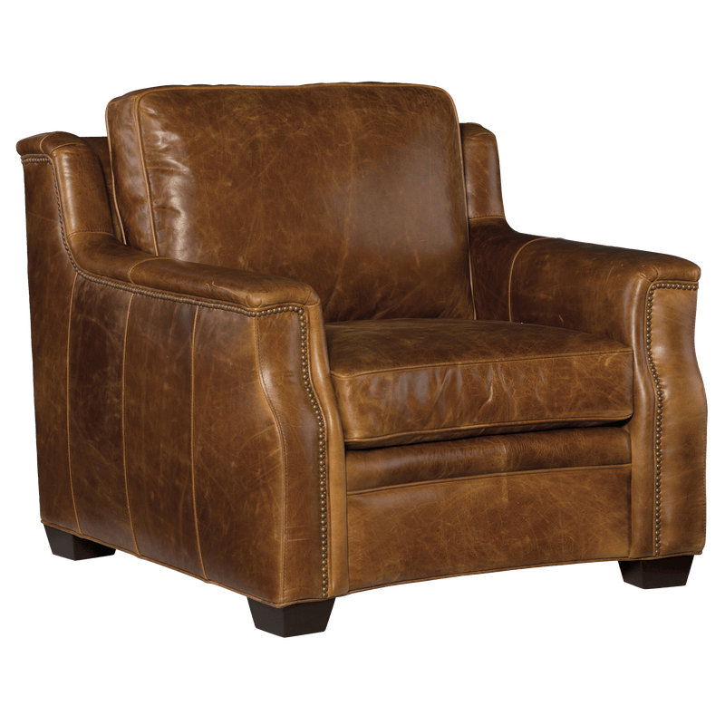 Yaron 39.5" Wide Side Chair, Leather, Brown - Coja