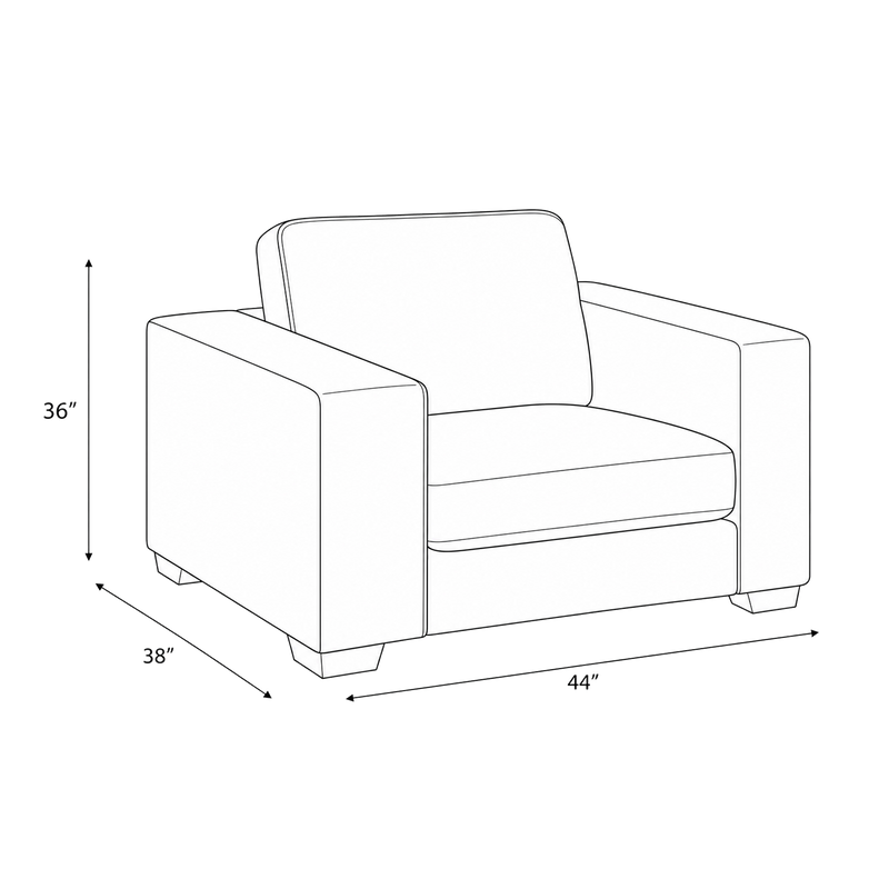 Yuva Contemporary Fabric Chair with Track Arms & Plush Cushions