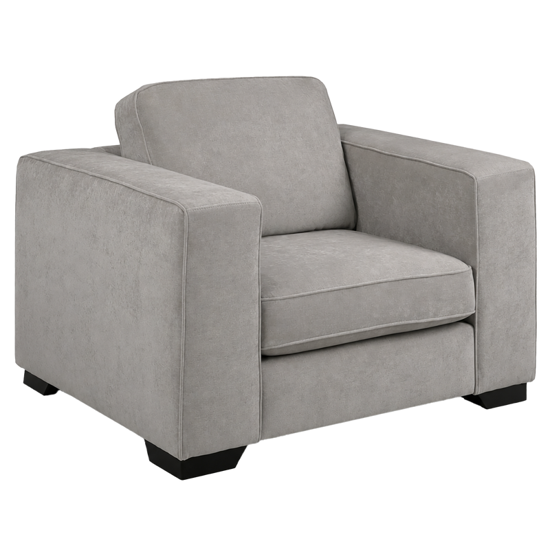 Yuva Contemporary Fabric Chair with Track Arms & Plush Cushions