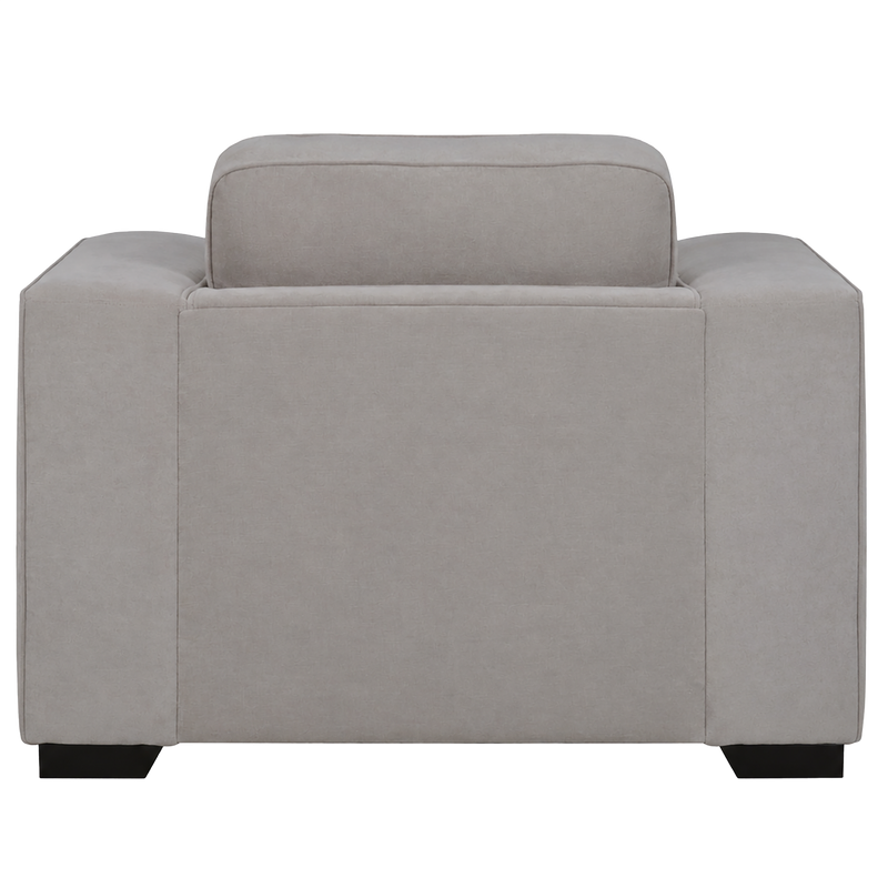 Yuva Contemporary Fabric Chair with Track Arms & Plush Cushions