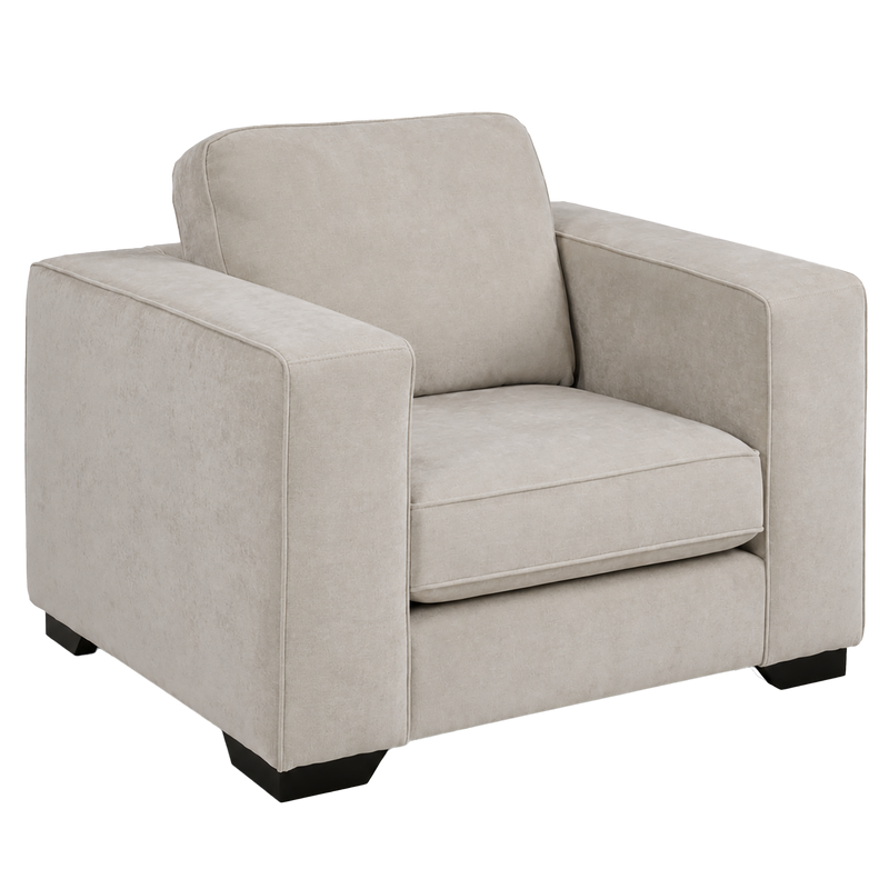 Yuva Contemporary Fabric Chair with Track Arms & Plush Cushions