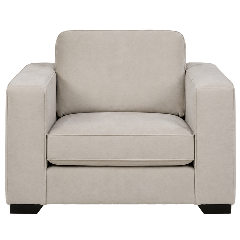 Yuva Contemporary Fabric Chair with Track Arms & Plush Cushions