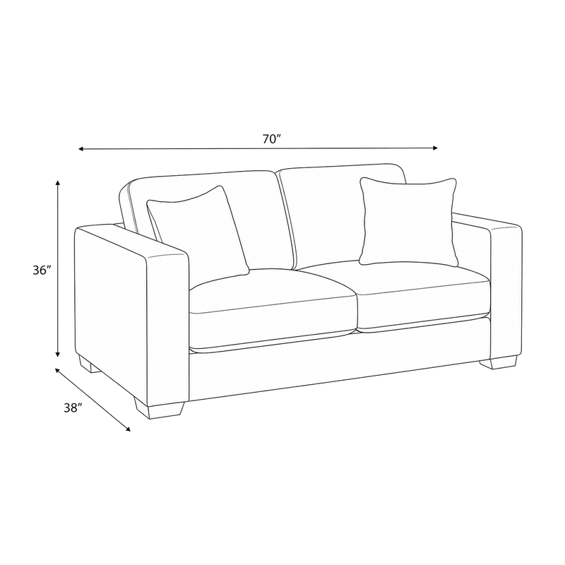 Yuva Contemporary Fabric Loveseat with Track Arms & Plush Cushions