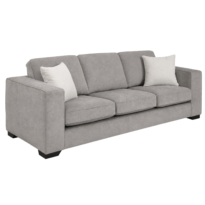 Yuva Contemporary Fabric Sofa with Track Arms & Plush Cushions