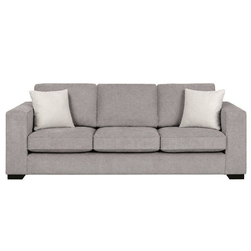 Yuva Contemporary Fabric Sofa & Loveseat Set with Track Arms & Plush Cushions
