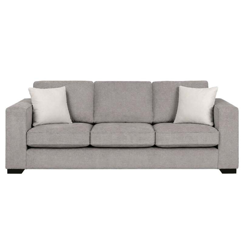 Yuva Contemporary Fabric Sofa with Track Arms & Plush Cushions