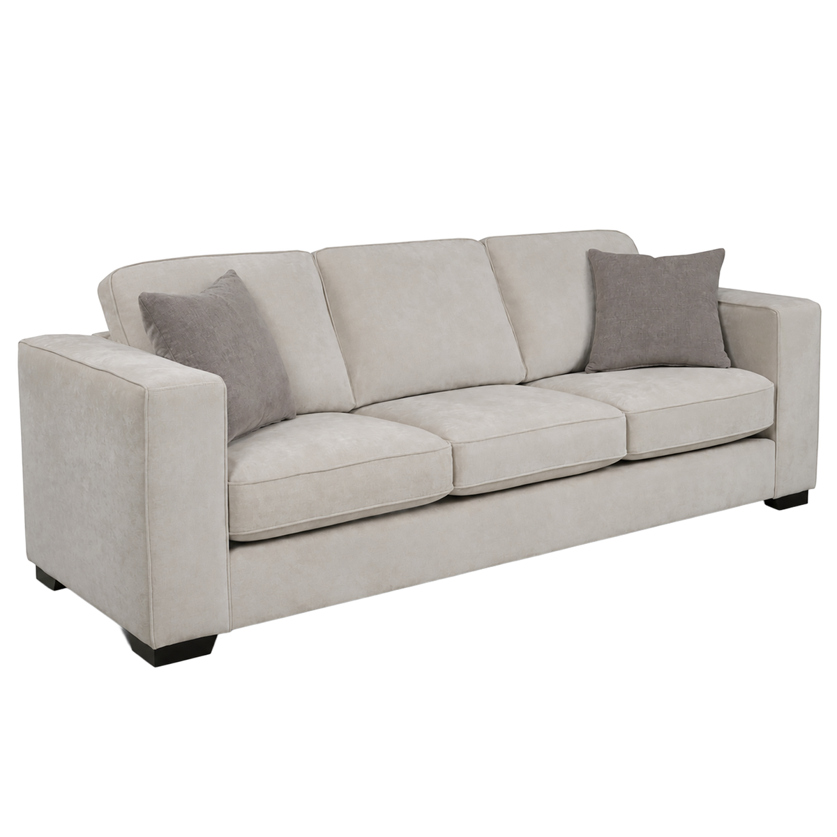 Yuva Contemporary Fabric Sofa with Track Arms & Plush Cushions