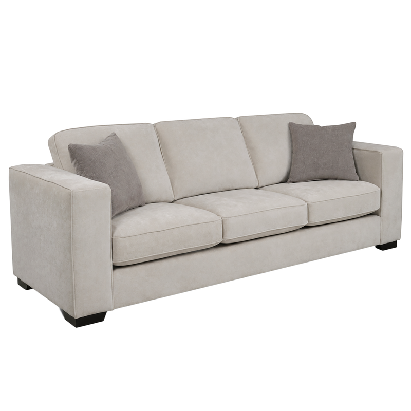 Yuva Contemporary Fabric Sofa with Track Arms & Plush Cushions