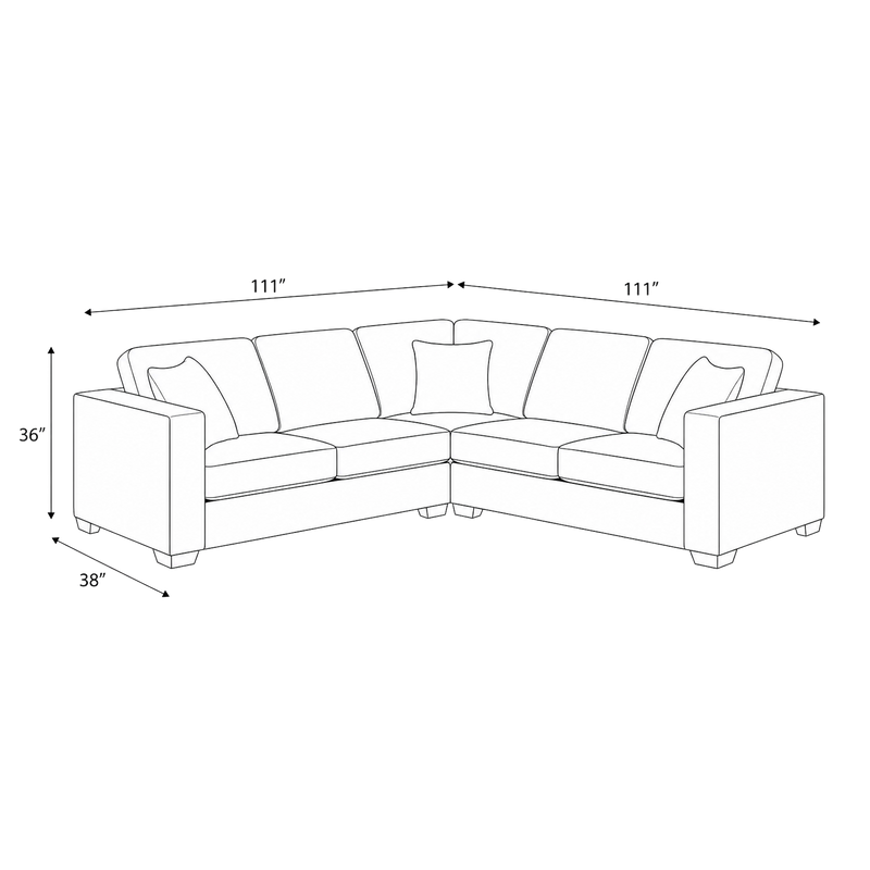 Yuva Contemporary Fabric Sectional with Track Arms & Plush Cushions
