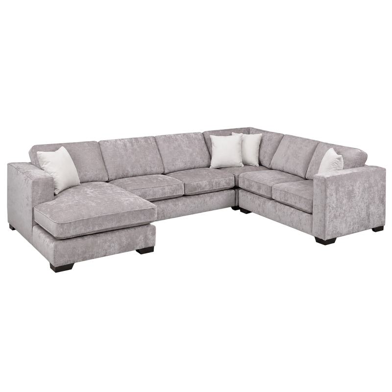 Yuva Contemporary Fabric 4 Piece Sectional with Track Arms & Plush Cushions