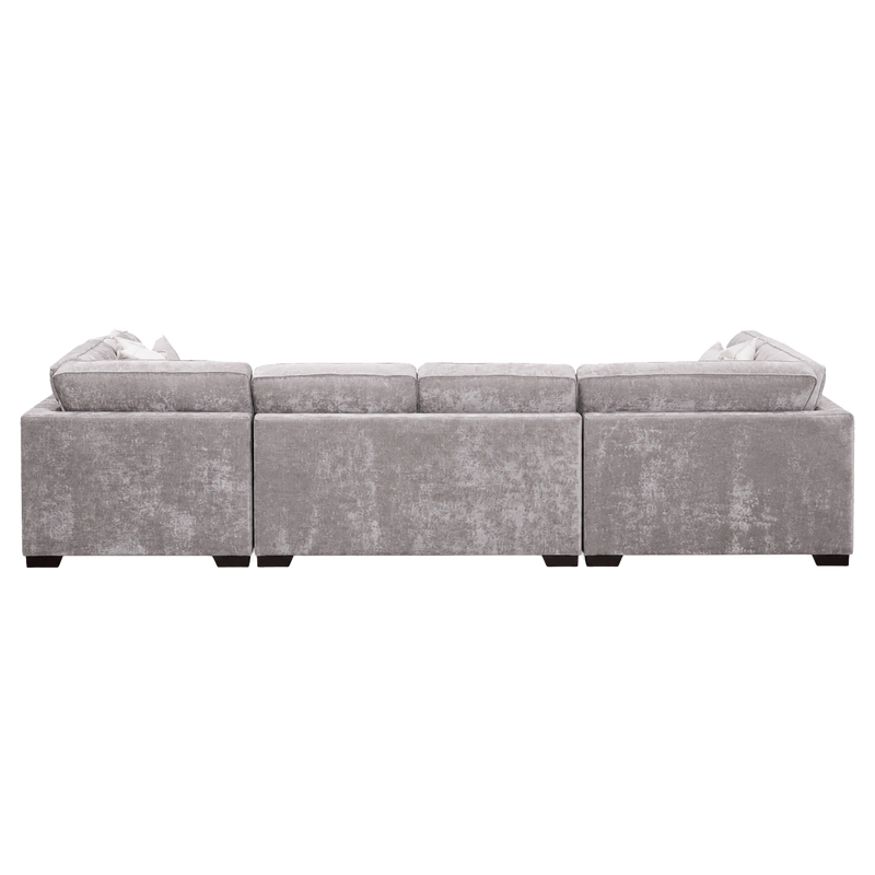 Yuva Contemporary Fabric 4 Piece Sectional with Track Arms & Plush Cushions