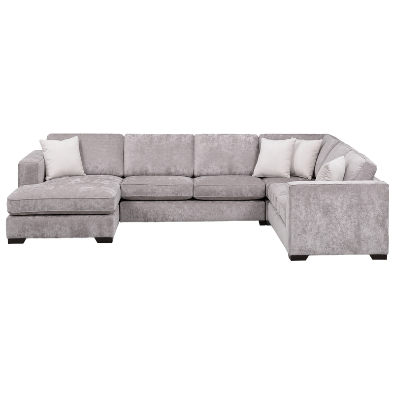 Yuva Contemporary Fabric 4 Piece Sectional with Track Arms & Plush Cushions