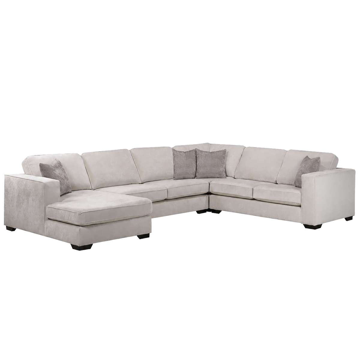 Yuva Contemporary Fabric 4 Piece Sectional with Track Arms & Plush Cushions