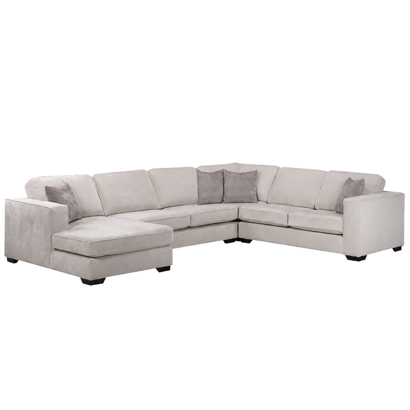 Yuva Contemporary Fabric 4 Piece Sectional with Track Arms & Plush Cushions