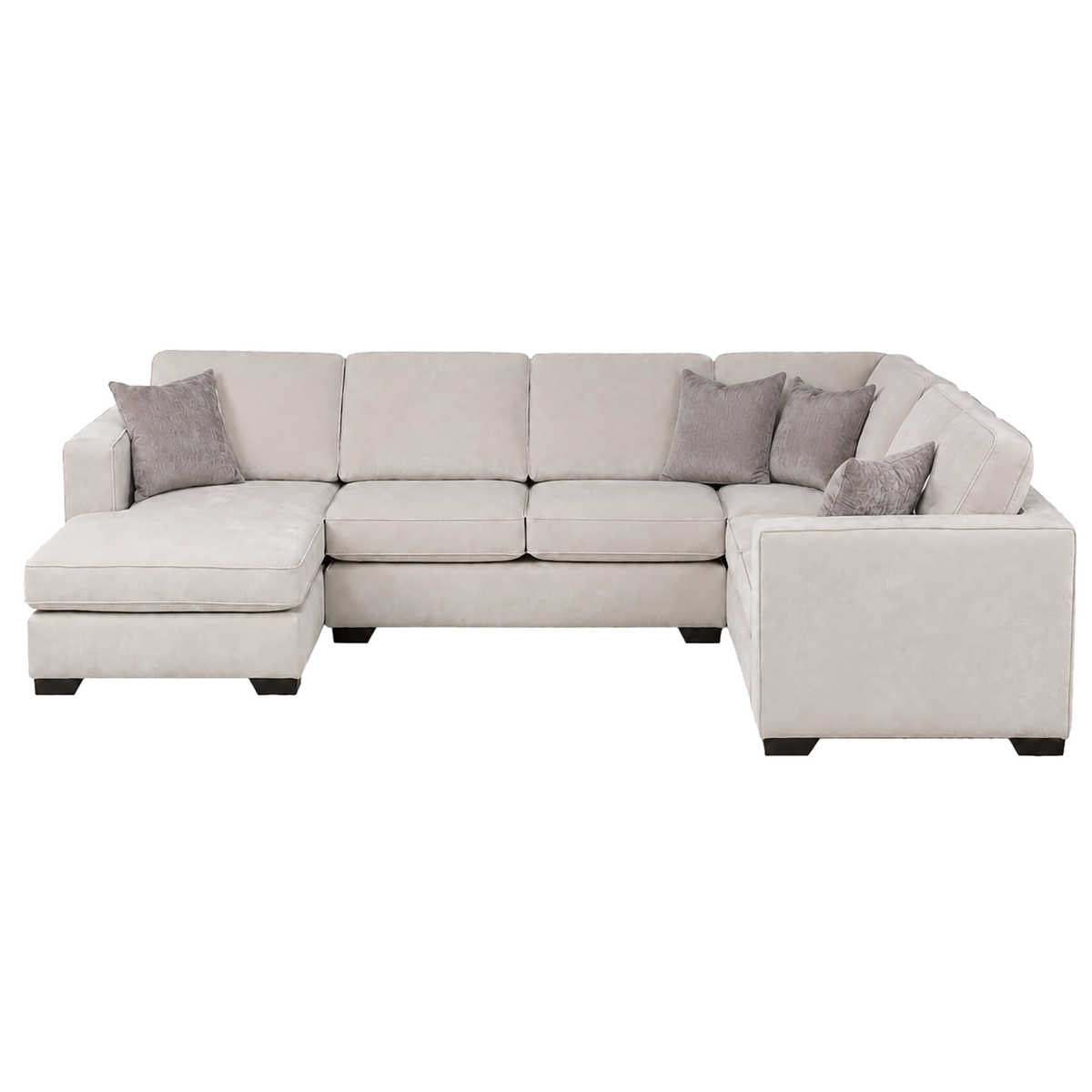 Yuva Contemporary Fabric 4 Piece Sectional with Track Arms & Plush Cushions