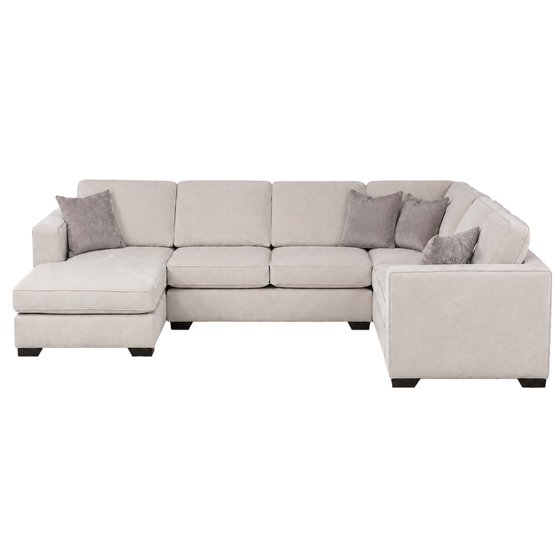 Yuva Contemporary Fabric 4 Piece Sectional with Track Arms & Plush Cushions