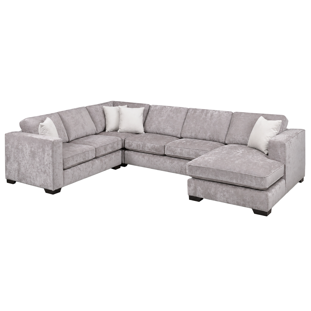 Yuva Contemporary Fabric 4 Piece Sectional with Track Arms & Plush Cushions