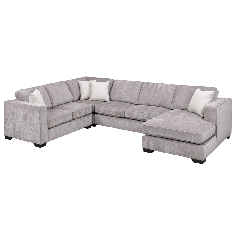 Yuva Contemporary Fabric 4 Piece Sectional with Track Arms & Plush Cushions
