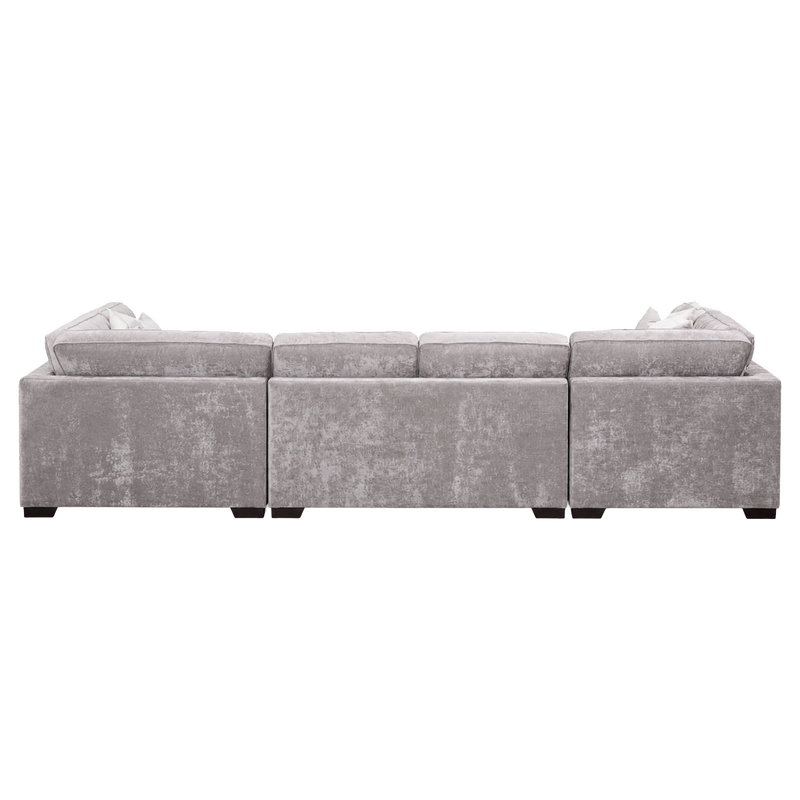 Yuva Contemporary Fabric 4 Piece Sectional with Track Arms & Plush Cushions
