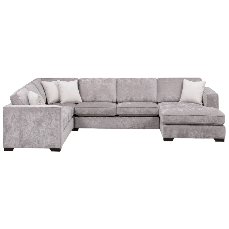 Yuva Contemporary Fabric 4 Piece Sectional with Track Arms & Plush Cushions