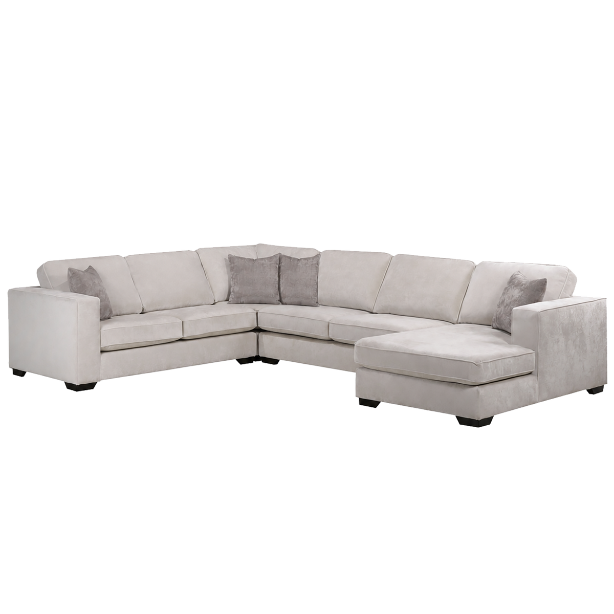 Yuva Contemporary Fabric 4 Piece Sectional with Track Arms & Plush Cushions