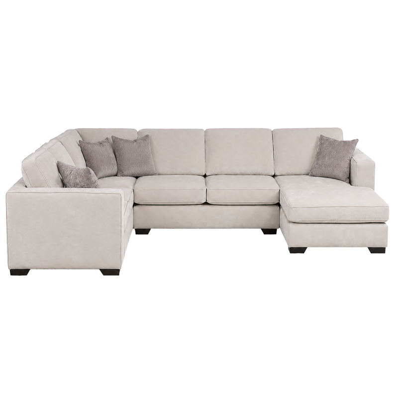 Yuva Contemporary Fabric 4 Piece Sectional with Track Arms & Plush Cushions